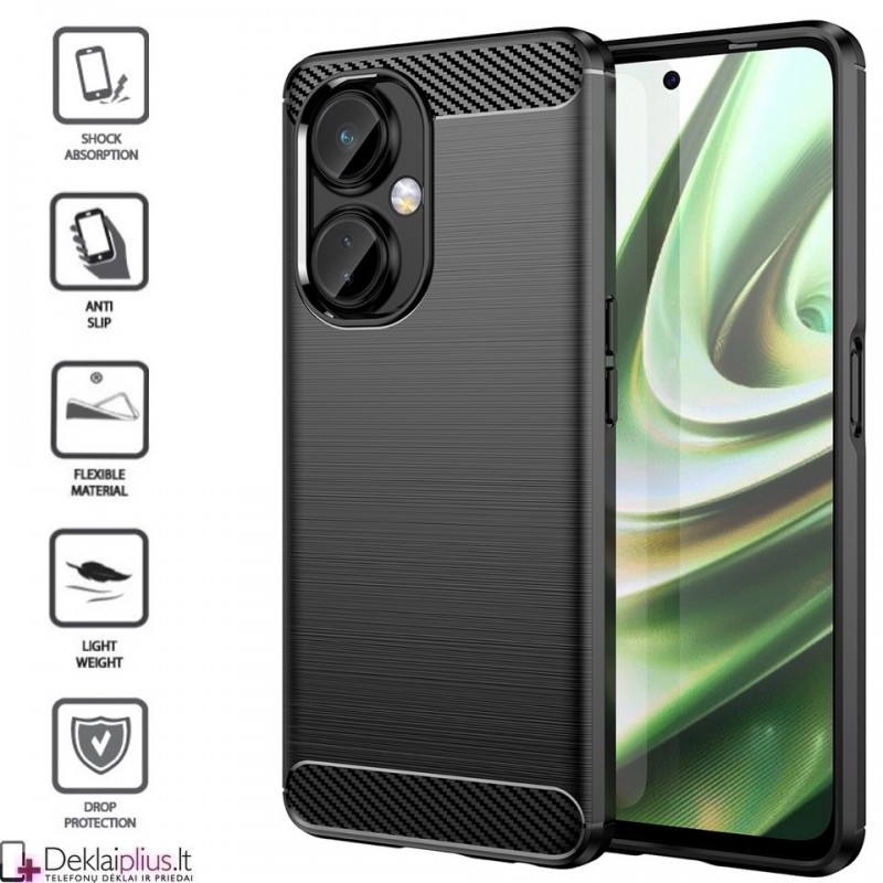 Carbon guminis dėklas - juodas (Oneplus Nord Ce 3) Carbon guminis dėklas - juodas (Oneplus Nord Ce 3)